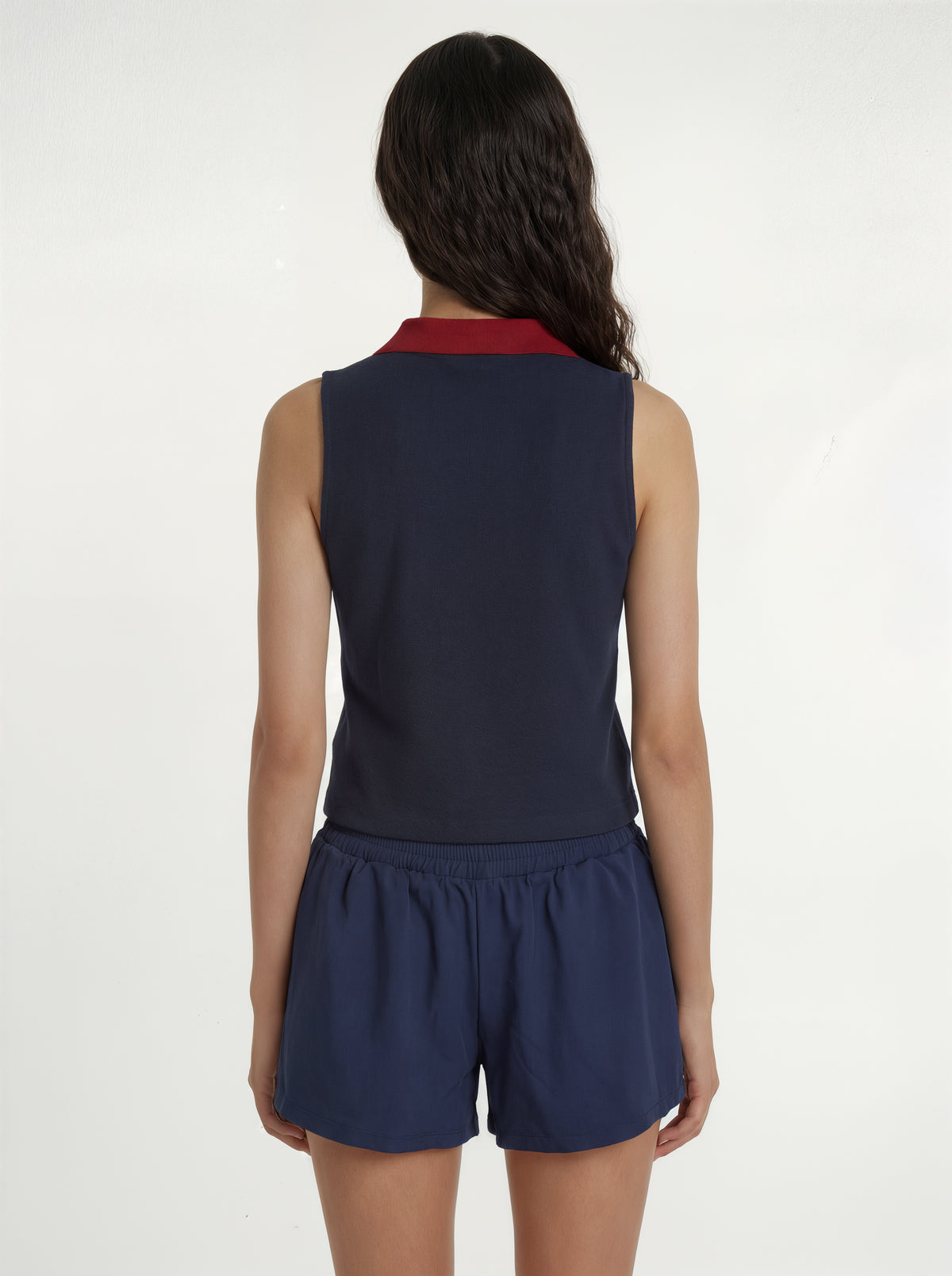Navy Pique Cropped Polo