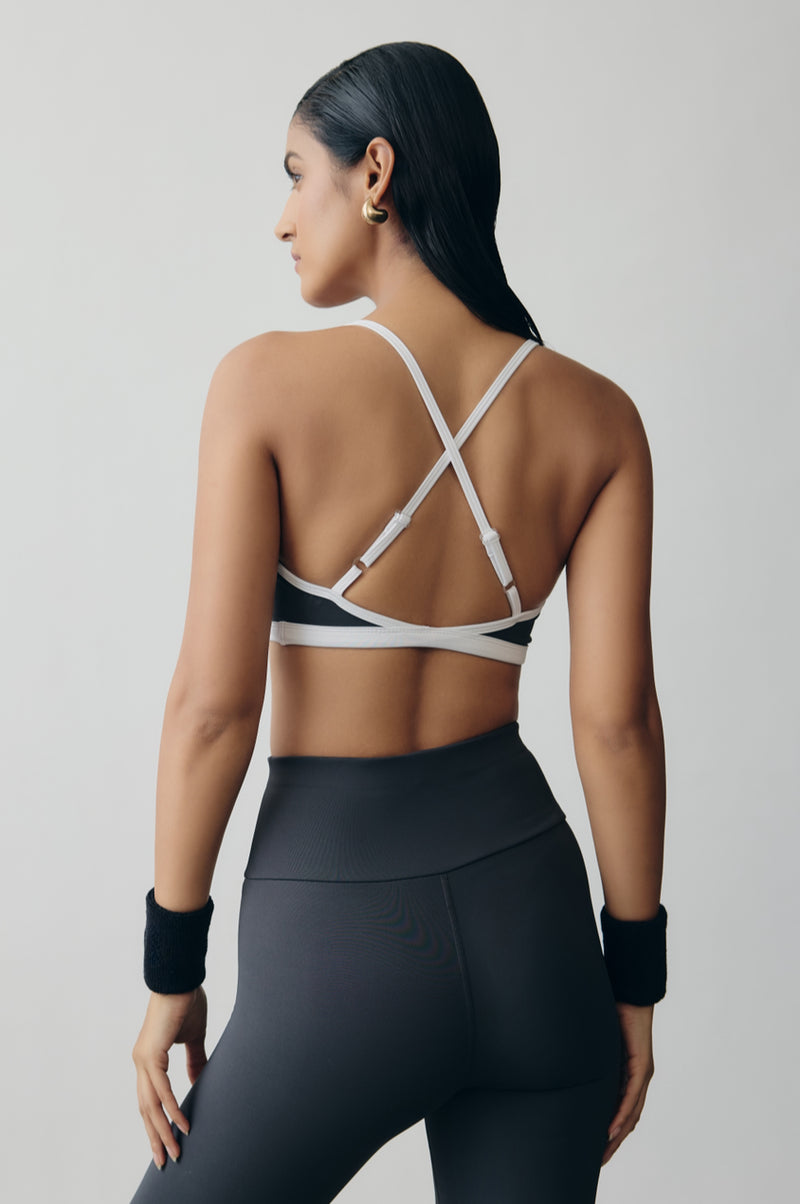 Row Back Detail Bra in Slate