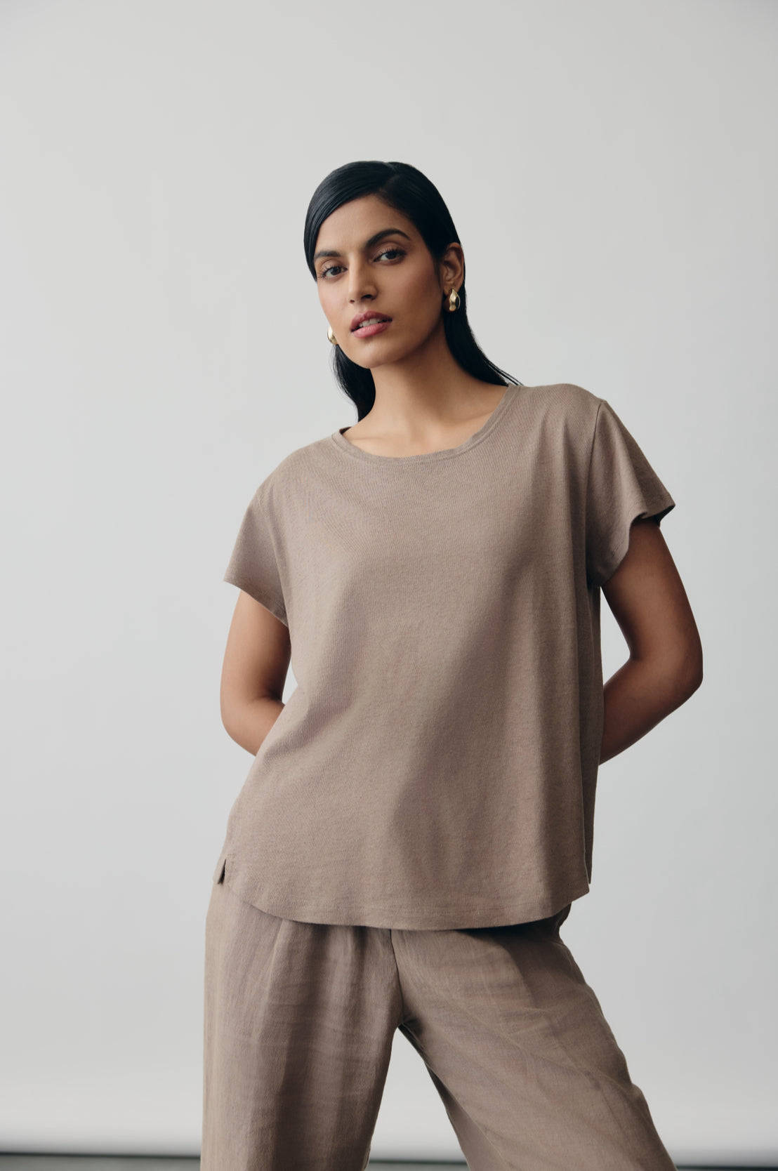 Linen Jersey Tee in Fawn