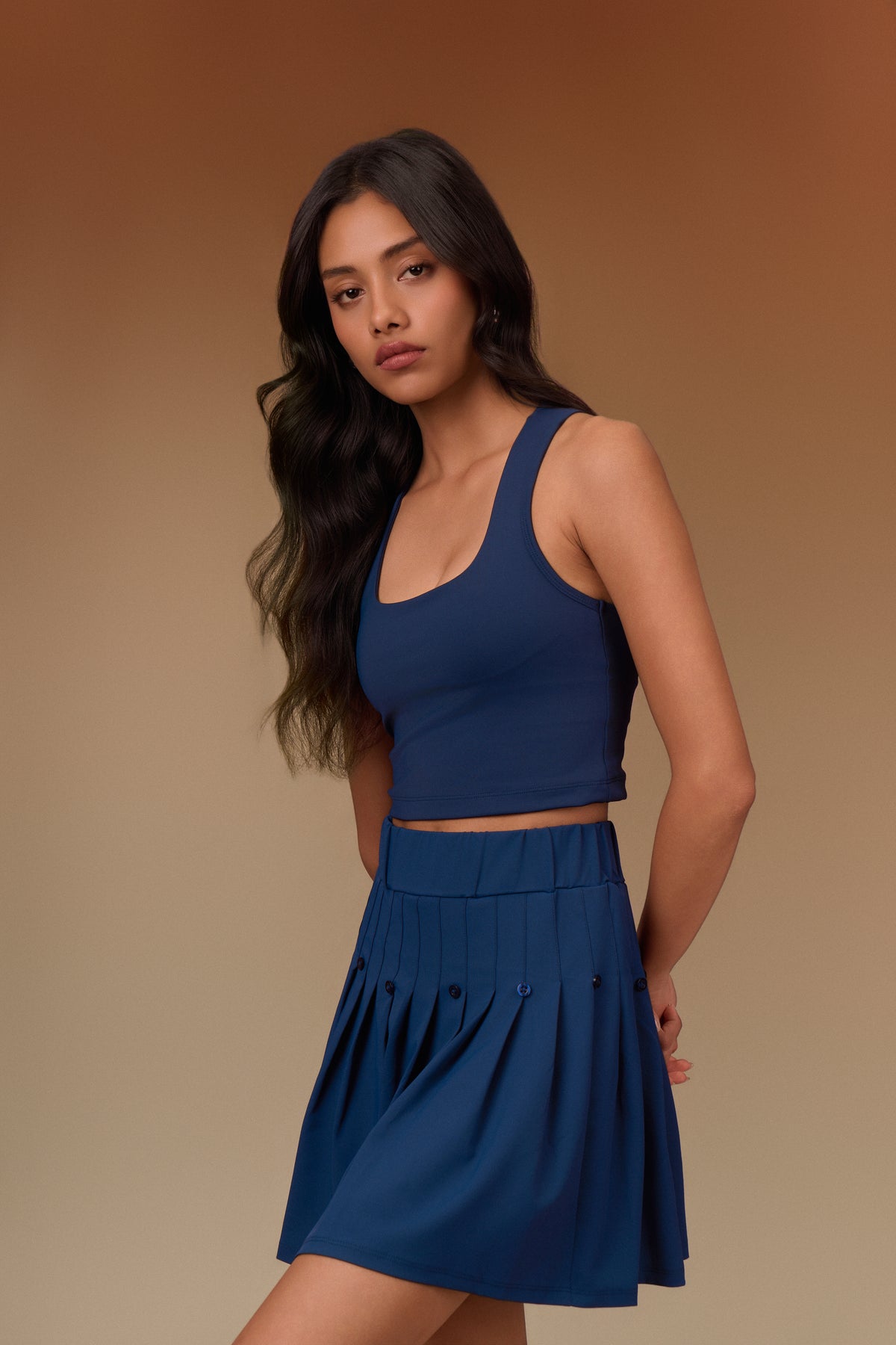 Navy Square Neck Bra-Tank