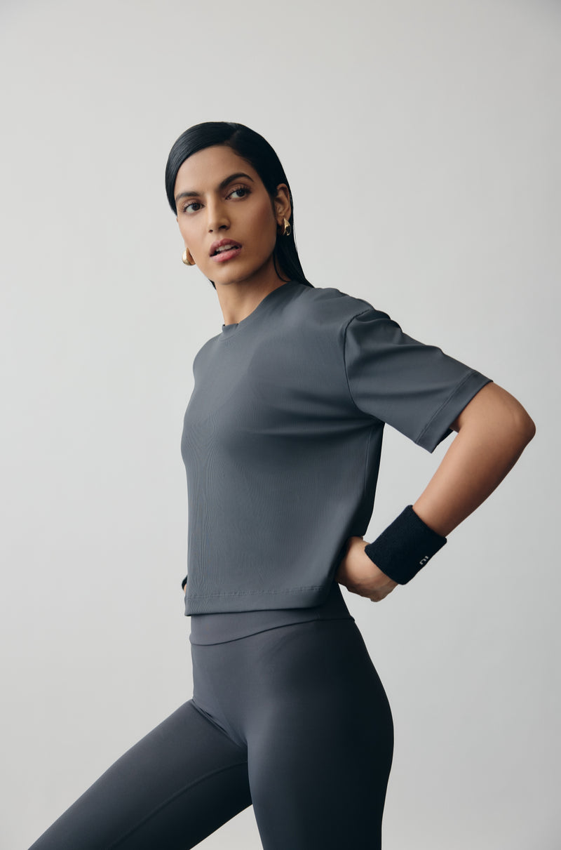 AerialRib Boxy Tee in Slate