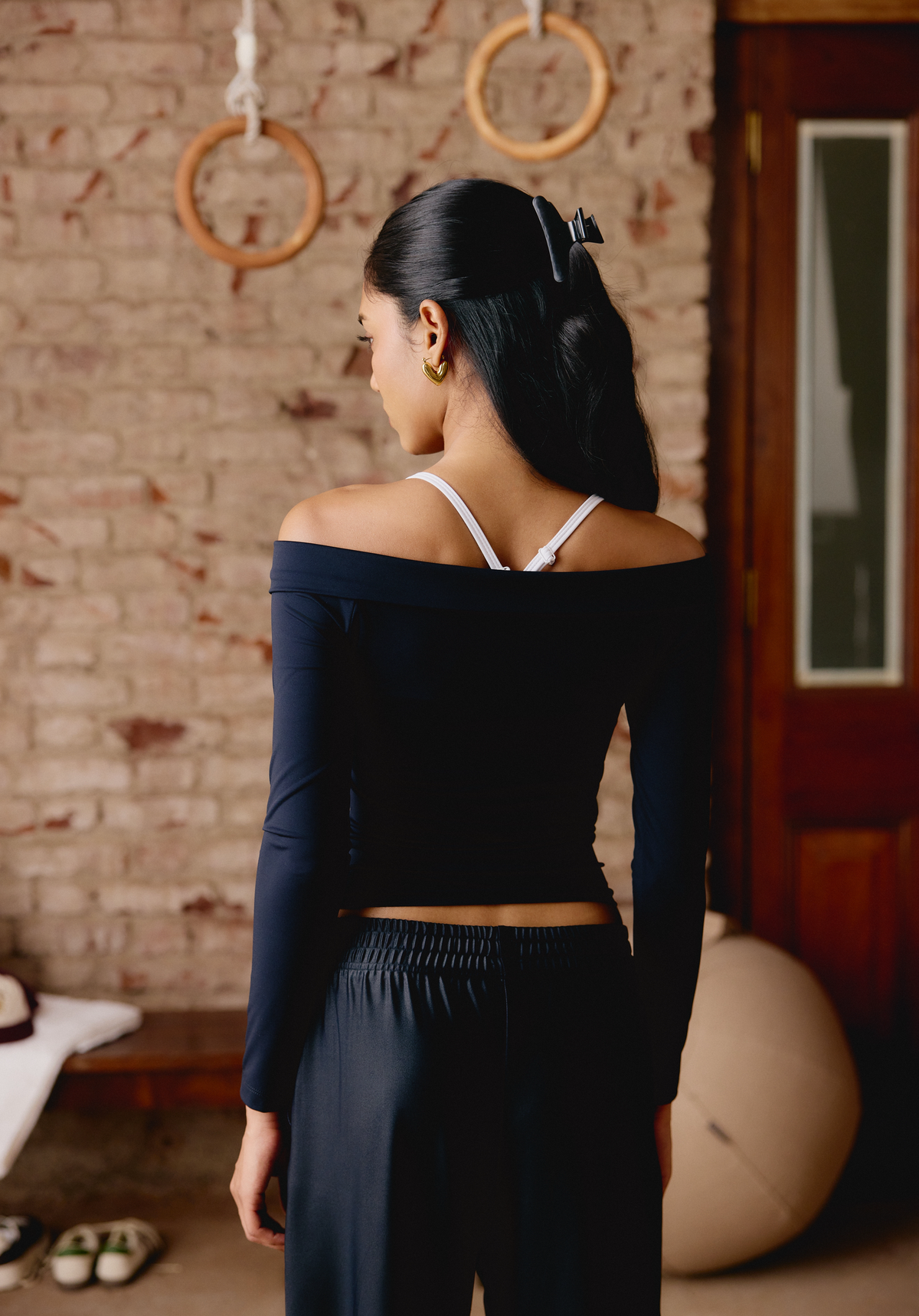 Onyx Off-Shoulder Zip Up