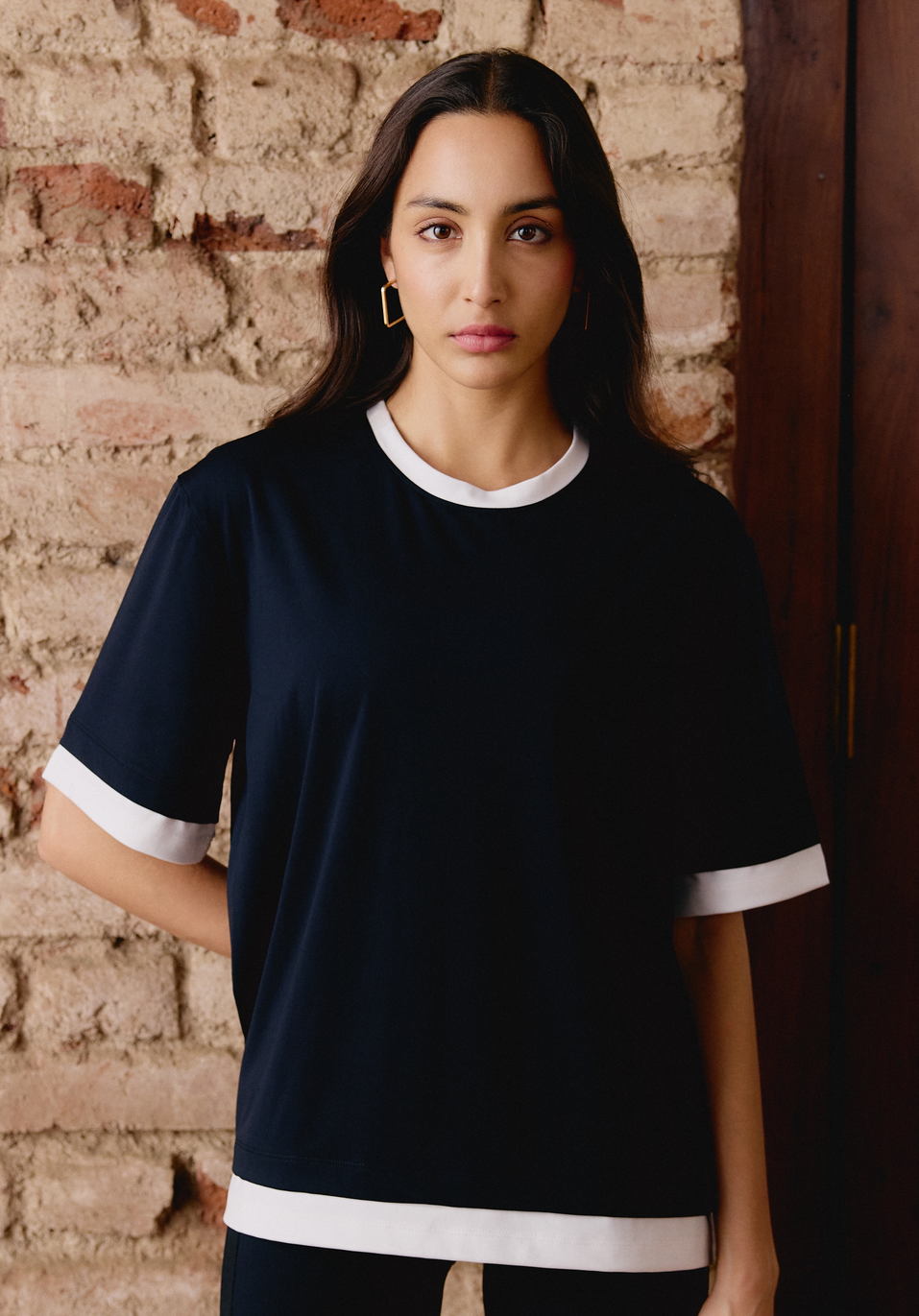 AerialRib Layered Tee in Onyx
