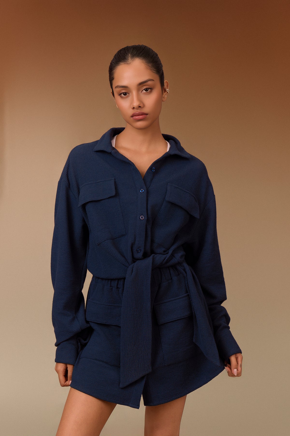 Waffle Tie Up Dress