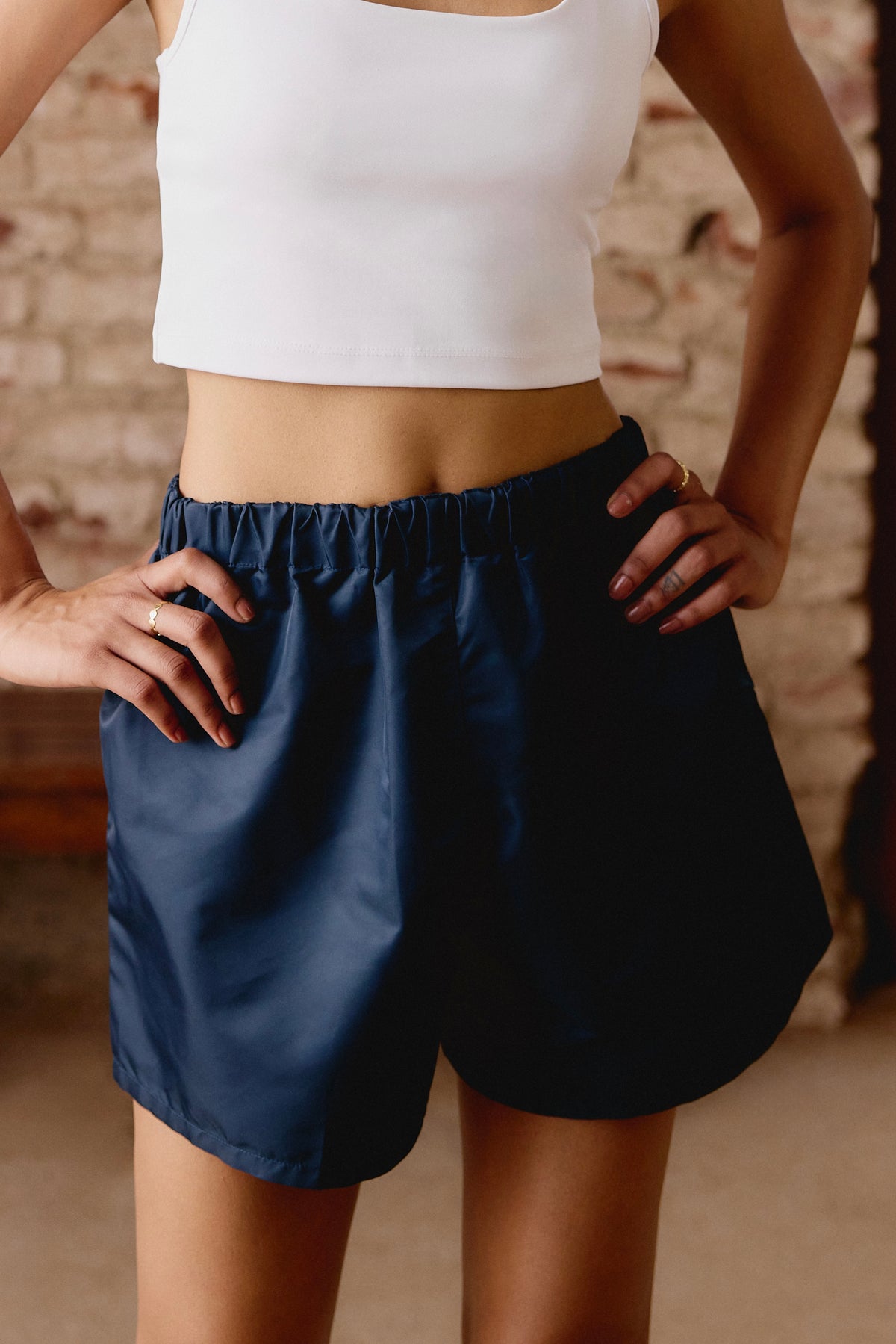 Technical Twill High Waisted Shorts