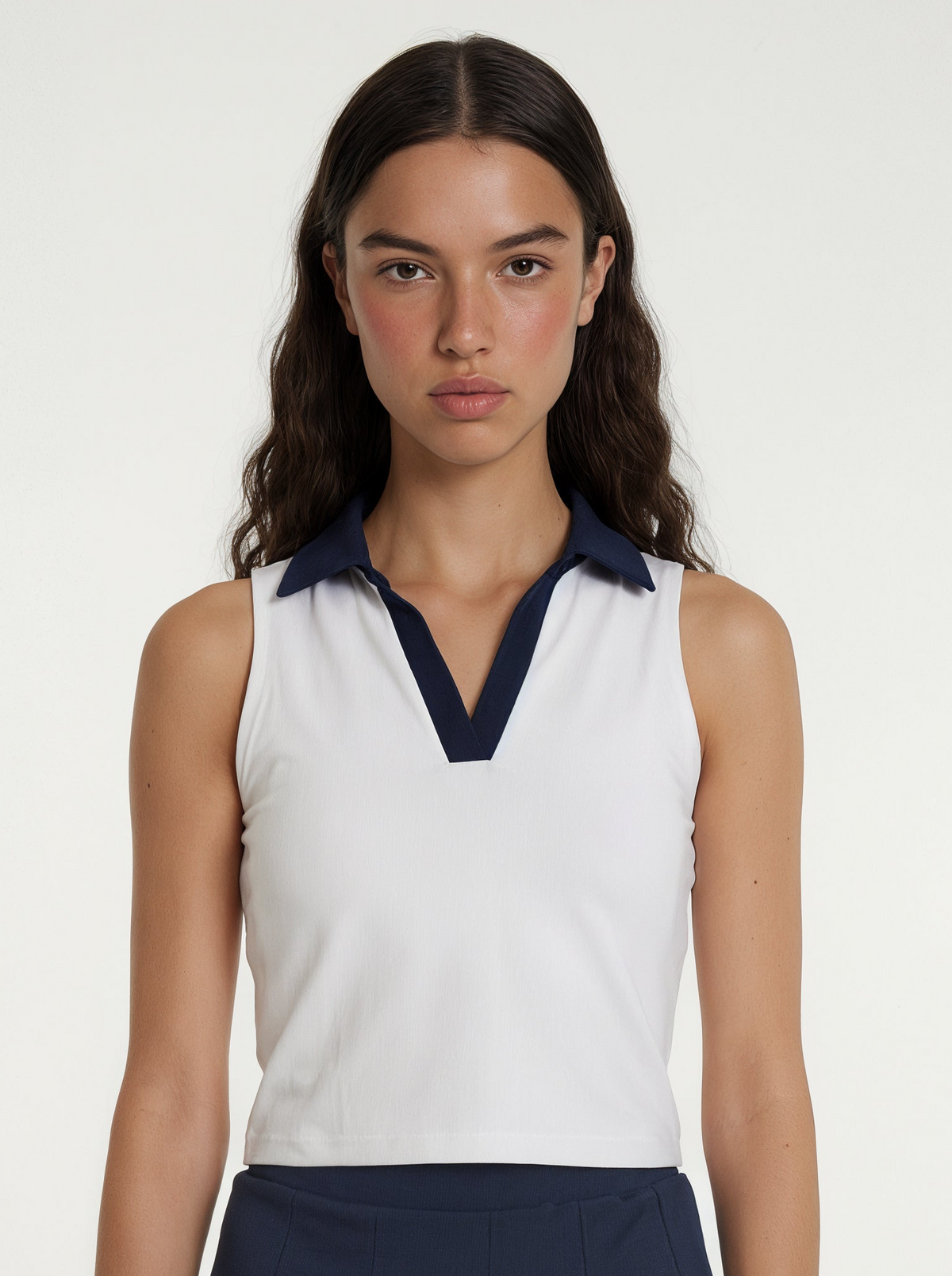 White Pique Cropped Polo