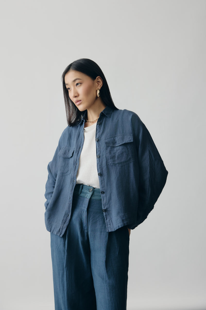 Deep Sea Axis Linen Shacket