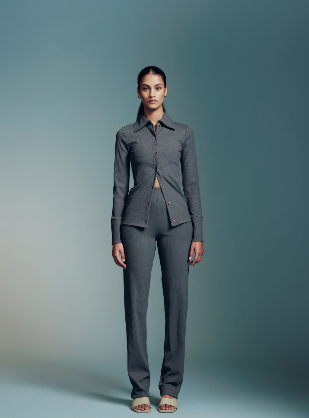 TechnicalRib Fitted Button Up in Sage