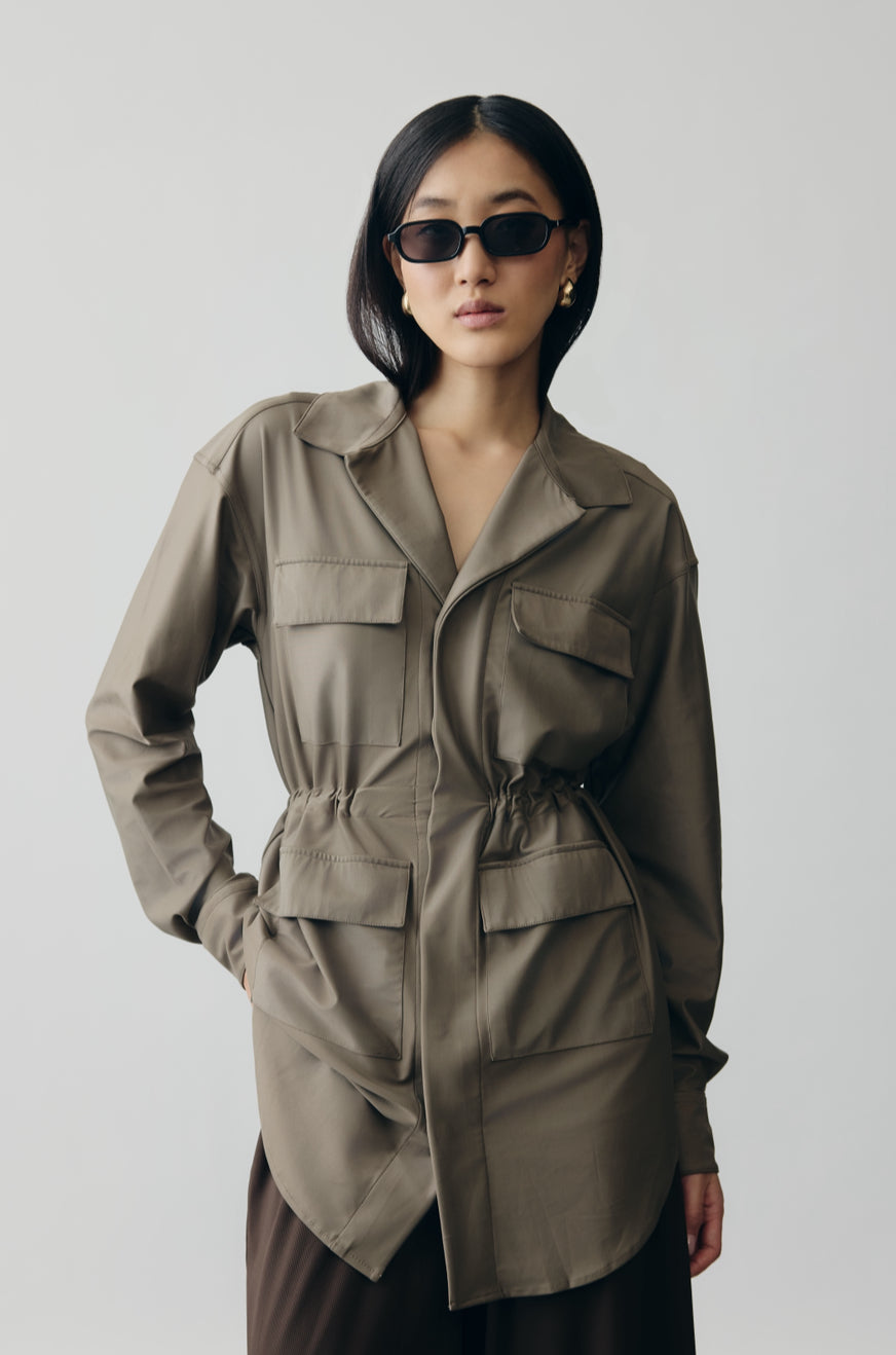 Olive Longline Jacket