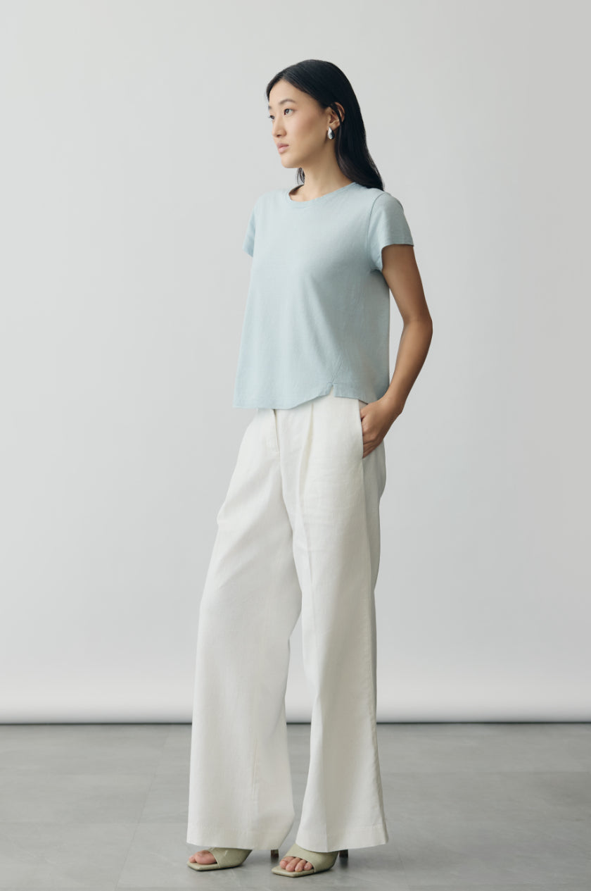 Linen Jersey Tee in Light Blue