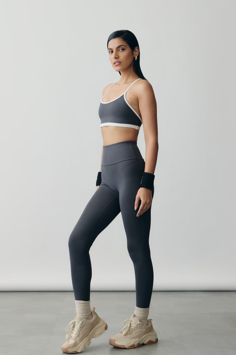 Row Back Detail Bra in Slate