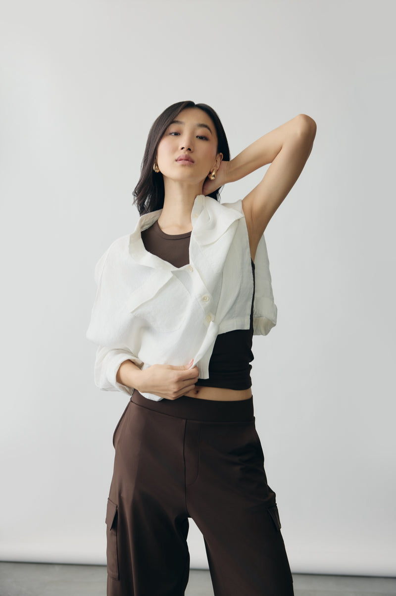 Axis Linen Shacket in Blanc