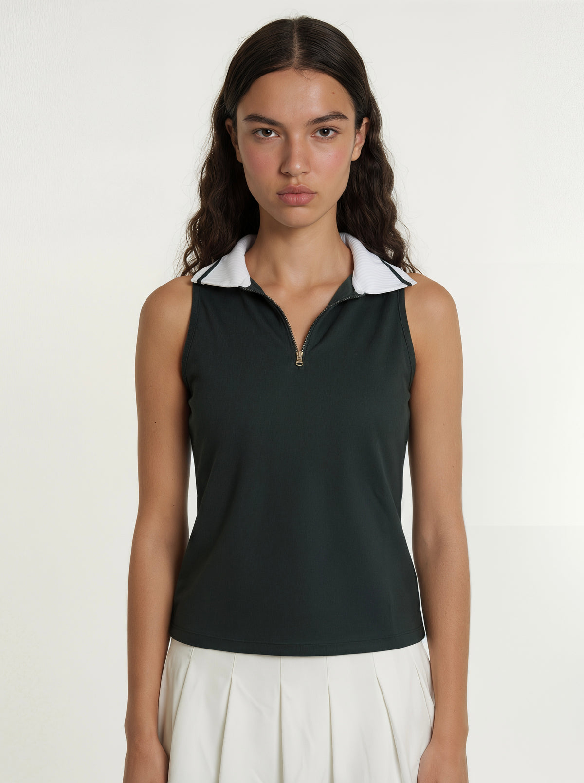 Cedar Pique Zip-Up Polo