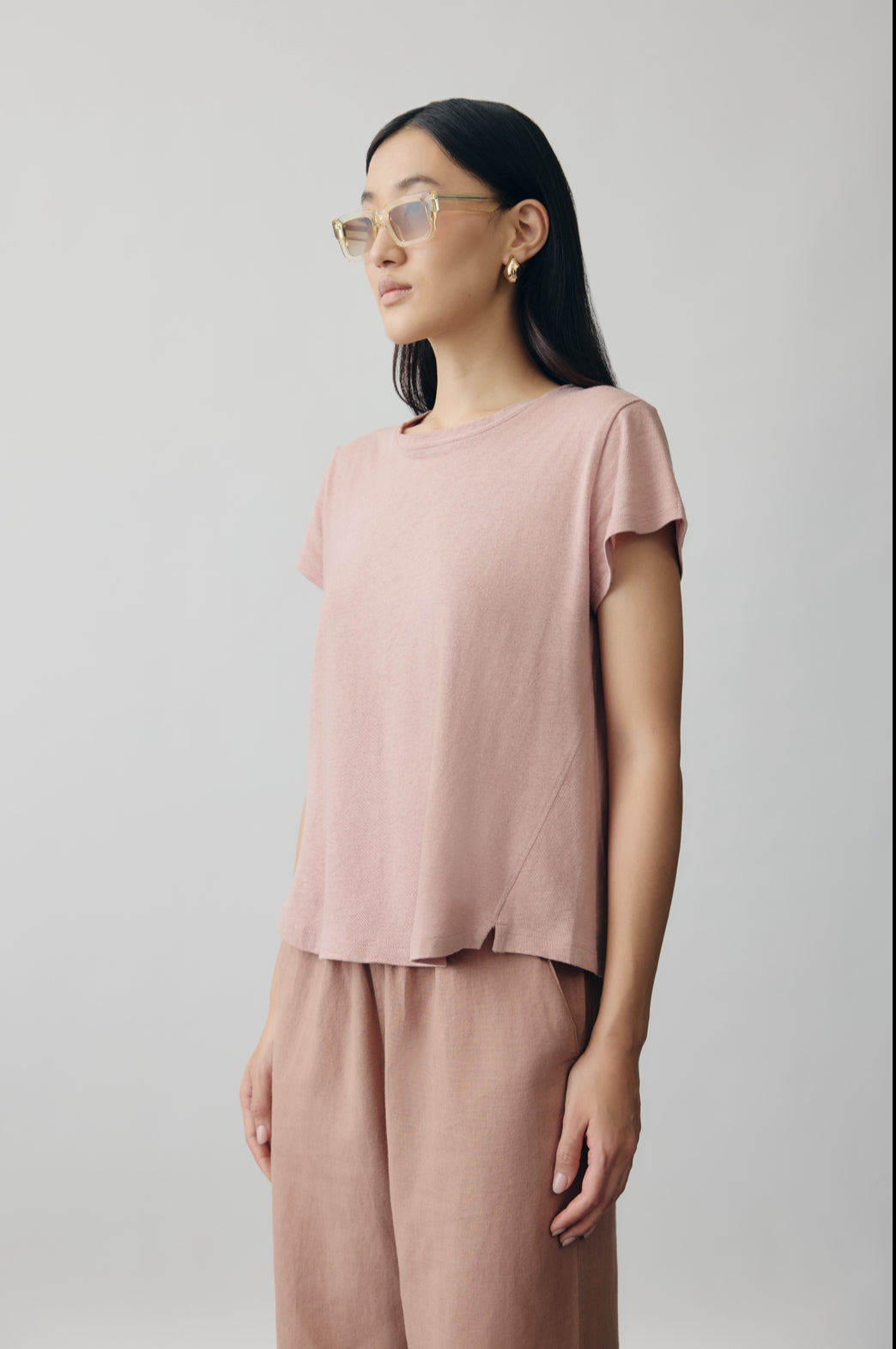 Linen Jersey Tee in Light Pink