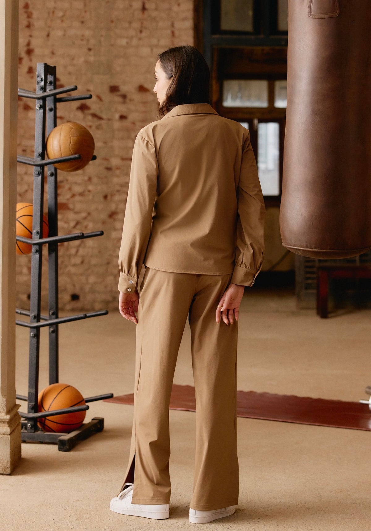 Tie-Up Stretch Shirt in Caramel
