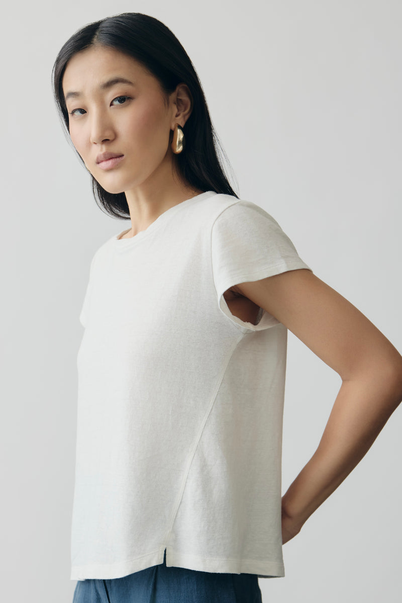 Linen Jersey Tee in Blanc
