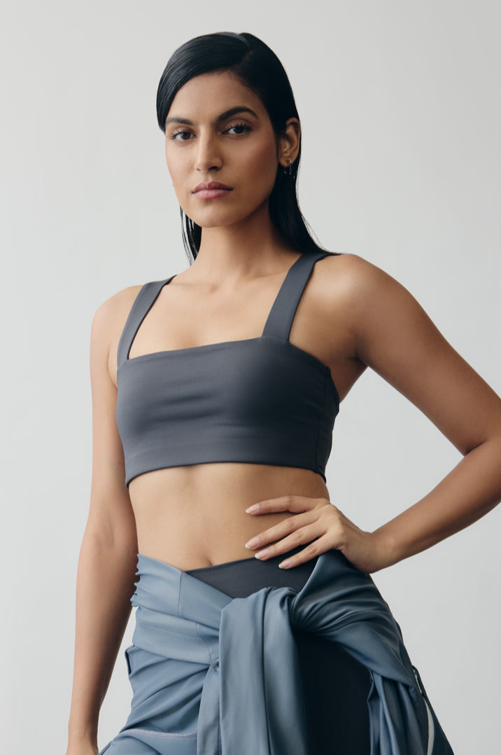 Slate Bandeau Sport Bra