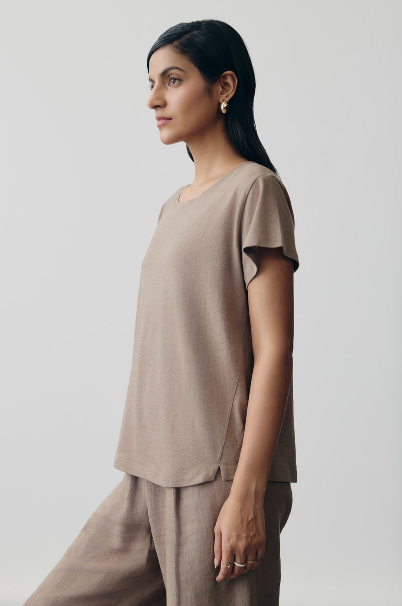 Linen Jersey Tee in Fawn