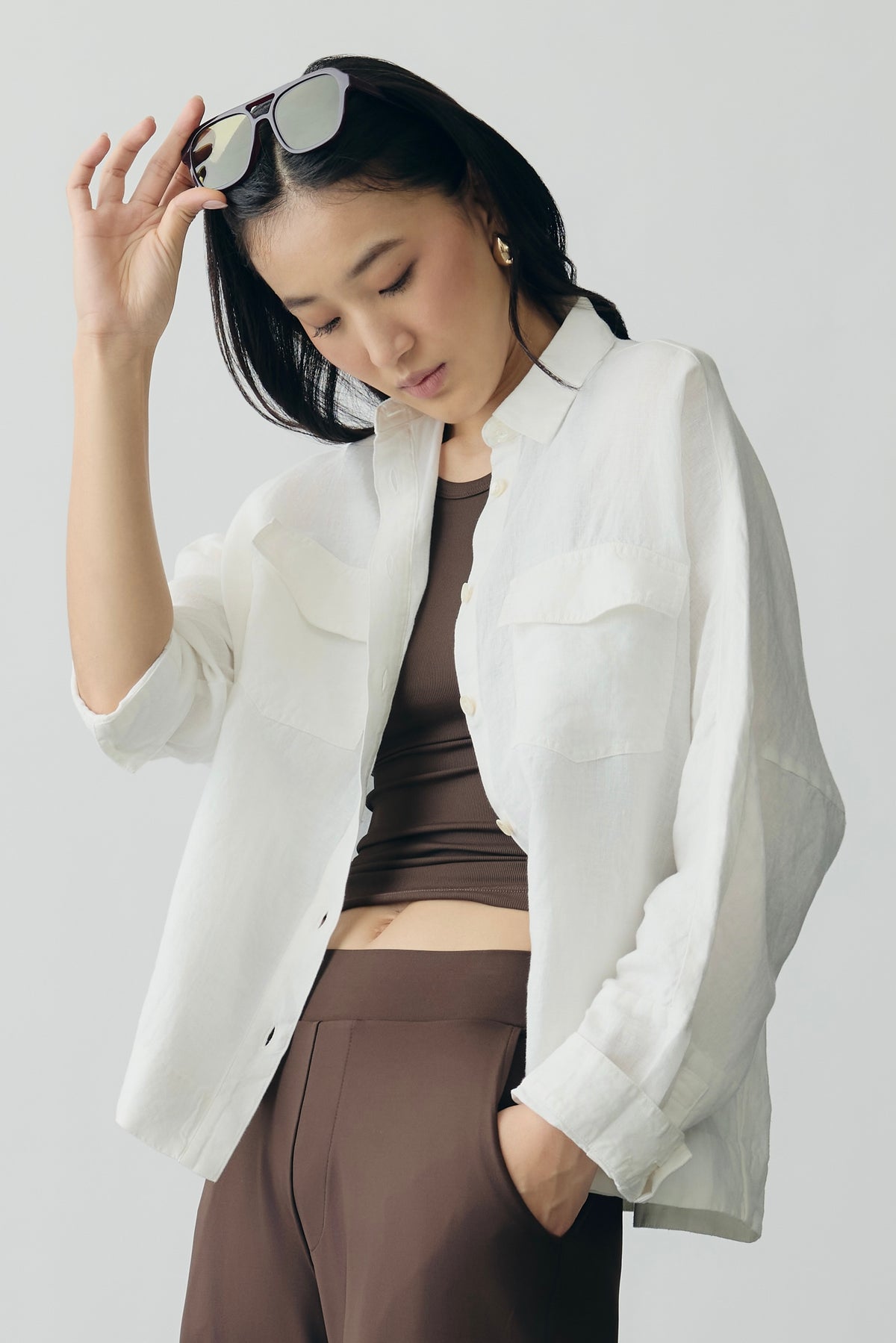 Axis Linen Shacket in Blanc