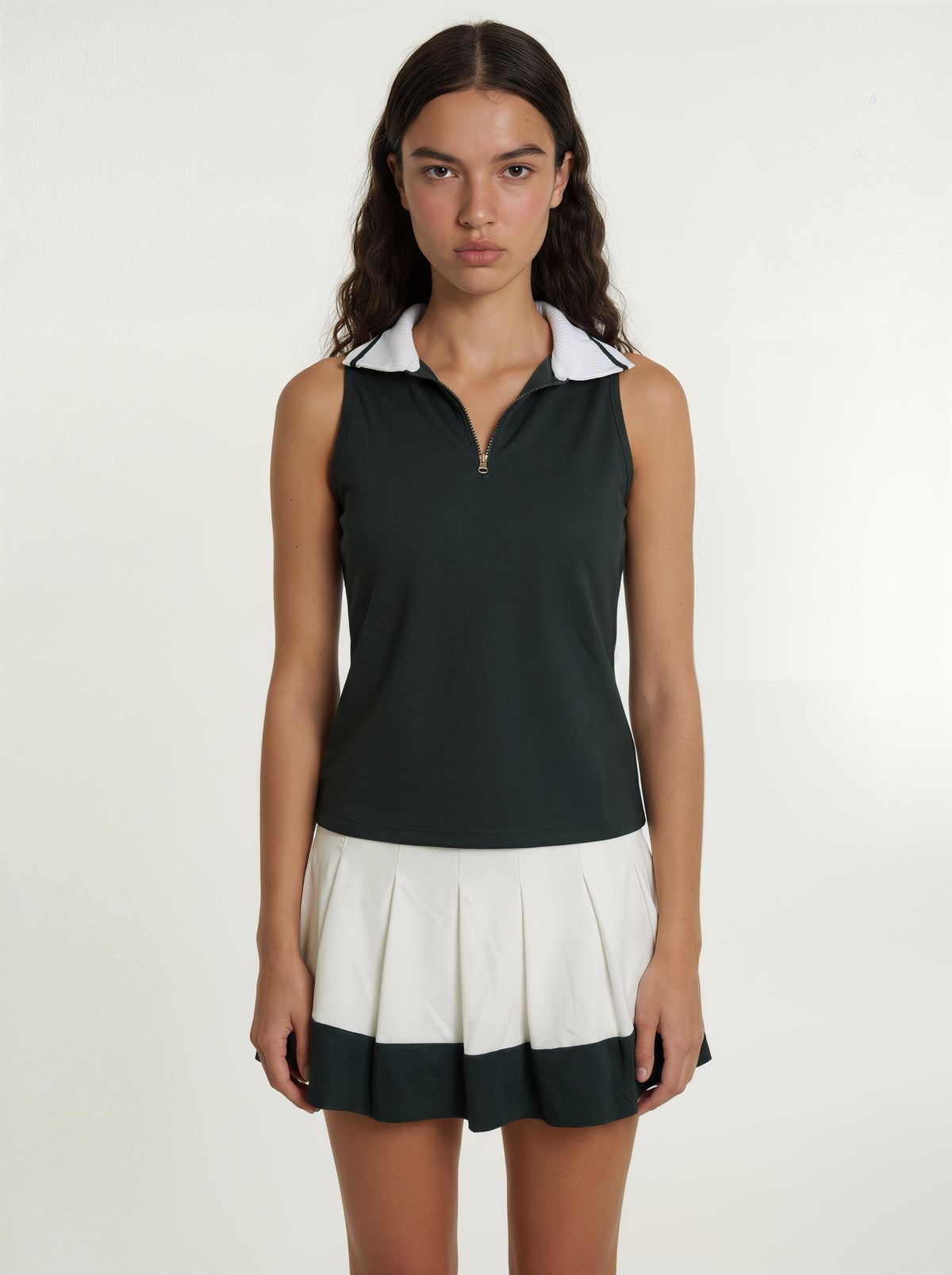 Cedar Pique Zip-Up Polo
