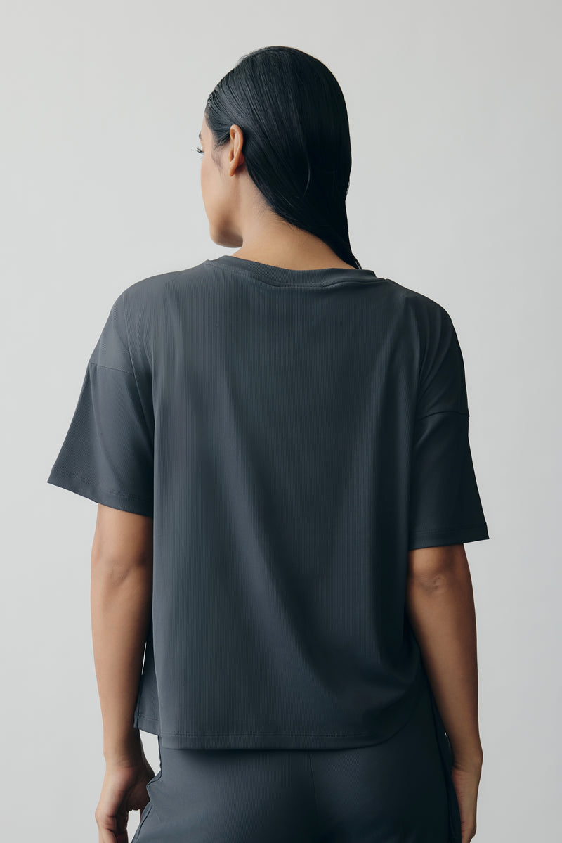 Ruched Detail AerialRib Tee in Slate