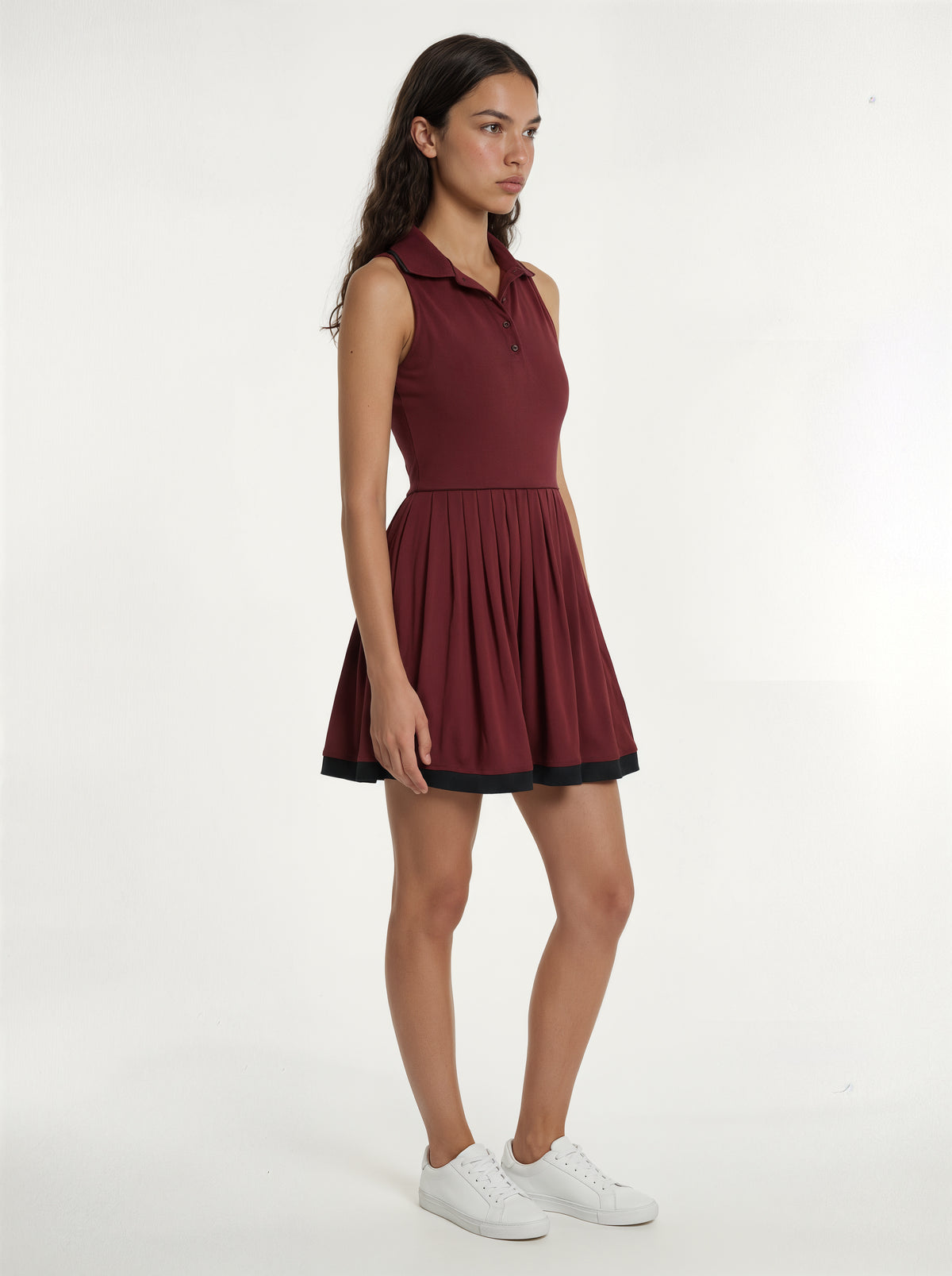 Pleated Sports Dress in Merlot
