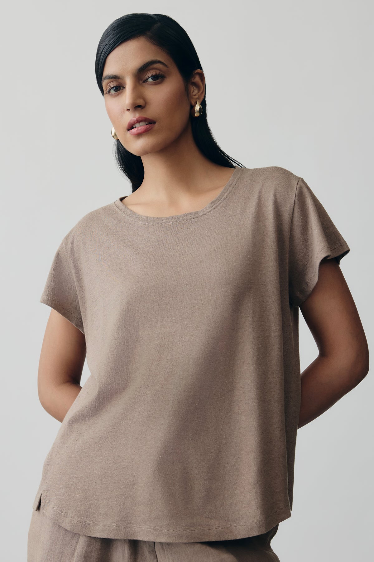 Linen Jersey Tee in Fawn