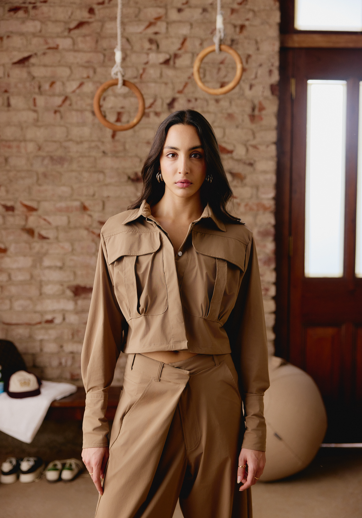 Caramel TailoredStretch Cargo Shirt