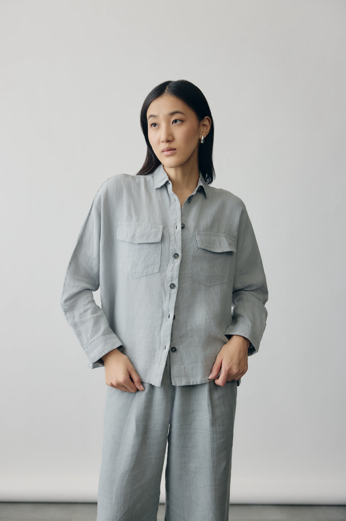 Axis Linen Shacket in Drift