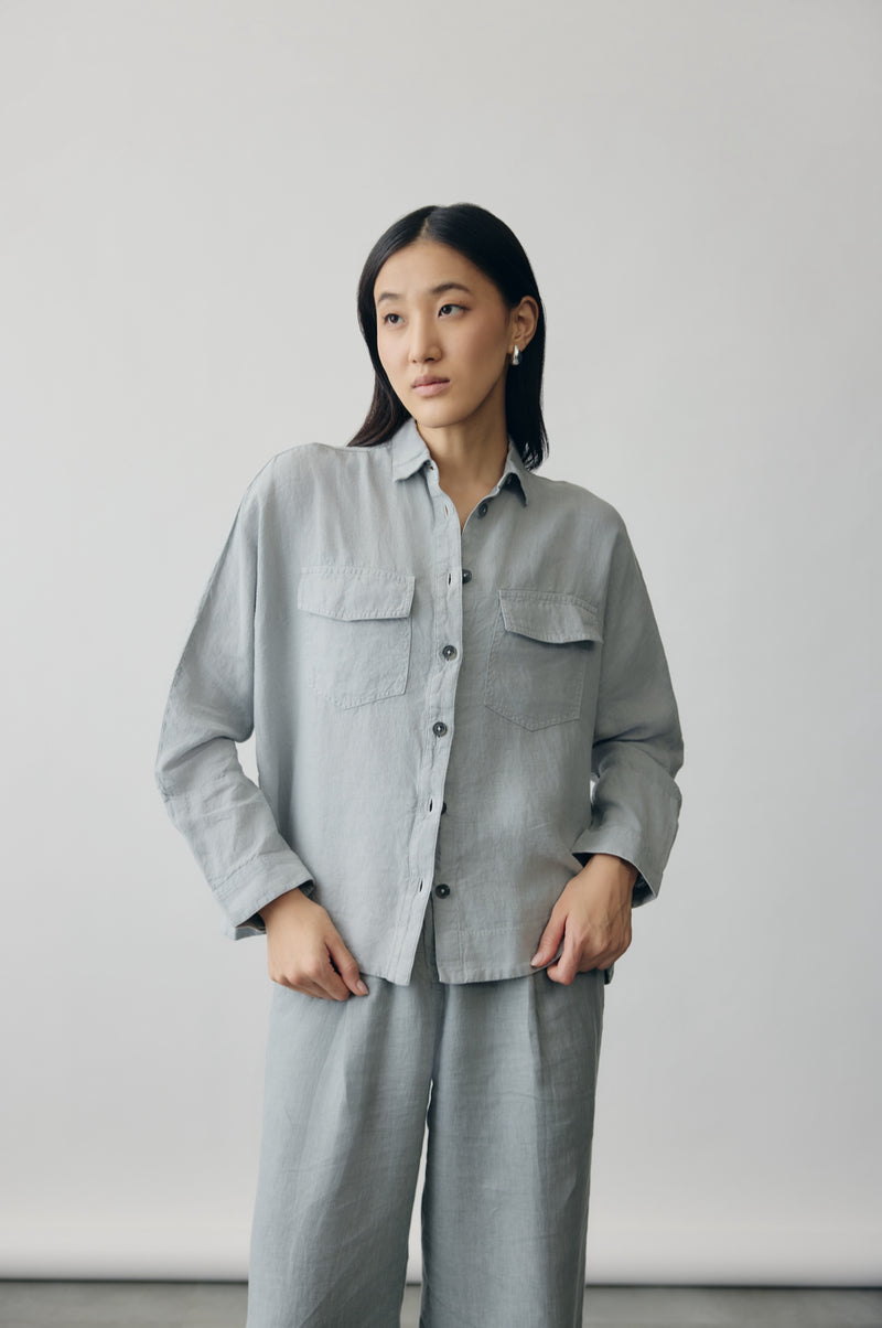 Axis Linen Shacket in Drift