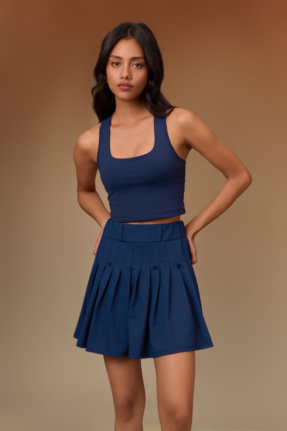 Navy Square Neck Bra-Tank