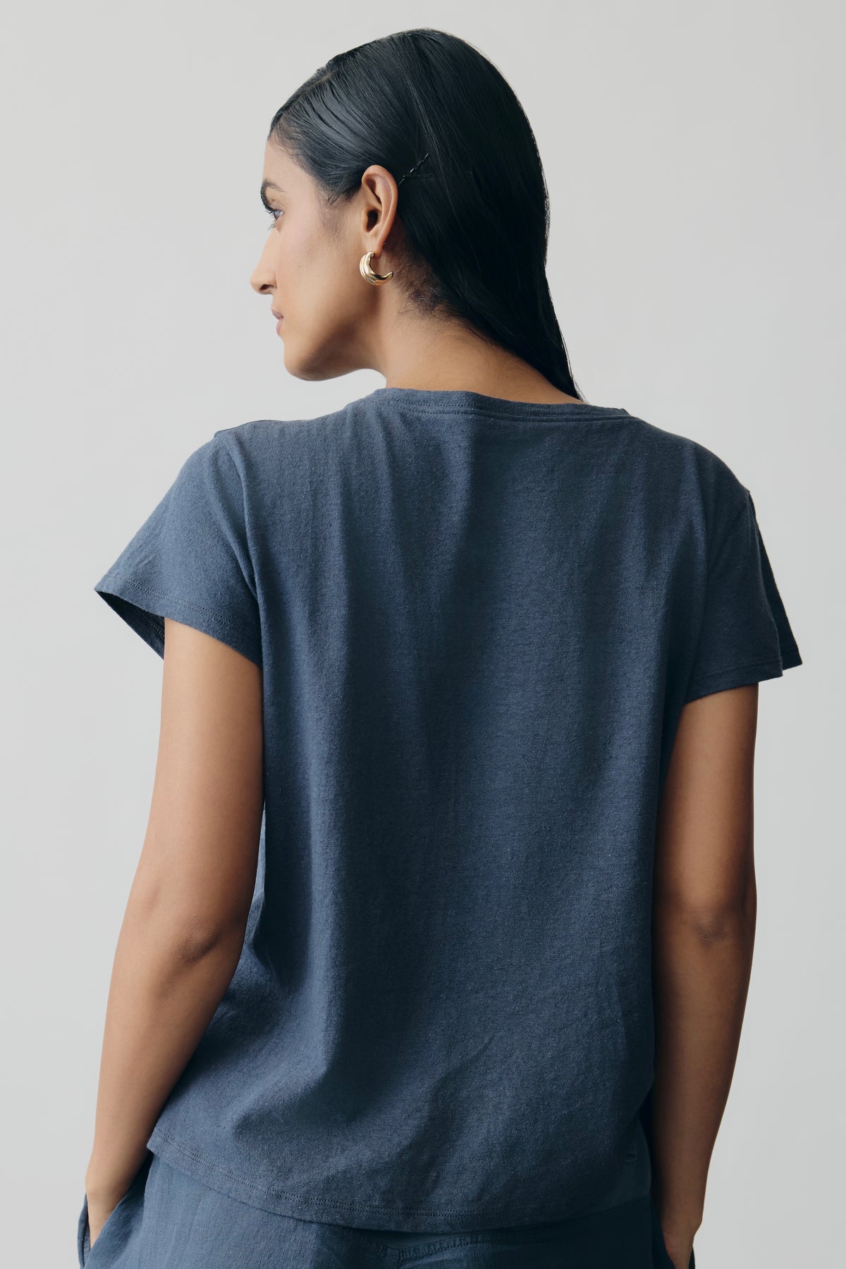 Linen Jersey Tee in Navy