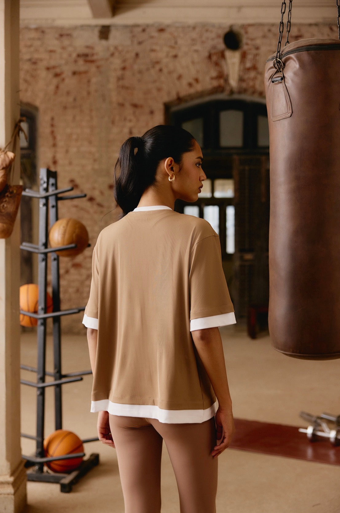 AerialRib Layered Tee in Caramel