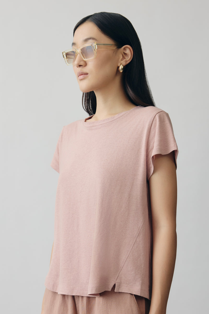 Linen Jersey Tee in Light Pink