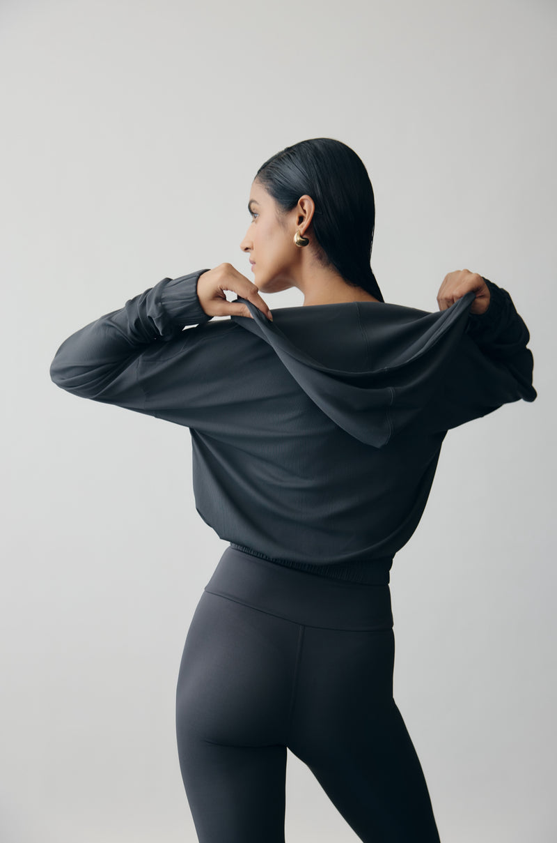 Aerial Rib Boxy Hoodie in Slate