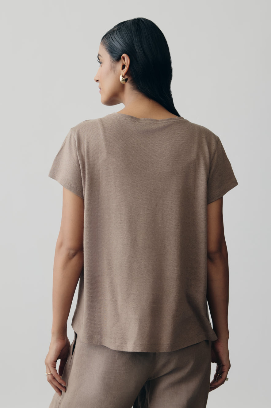 Linen Jersey Tee in Fawn