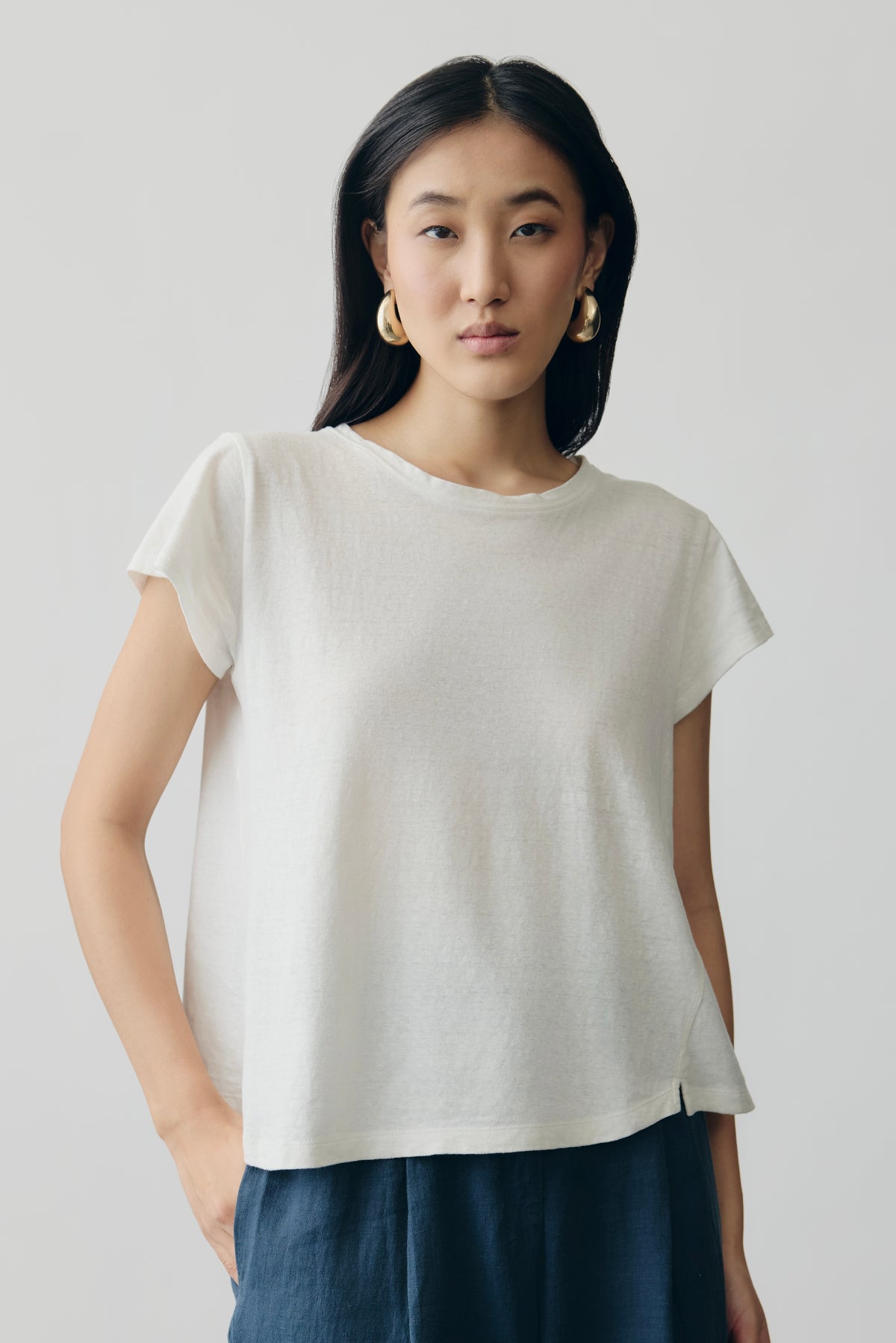 Linen Jersey Tee in Blanc