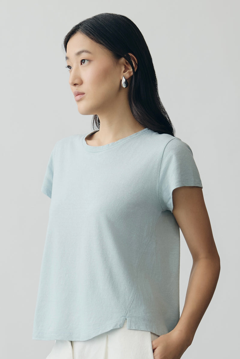 Linen Jersey Tee in Light Blue