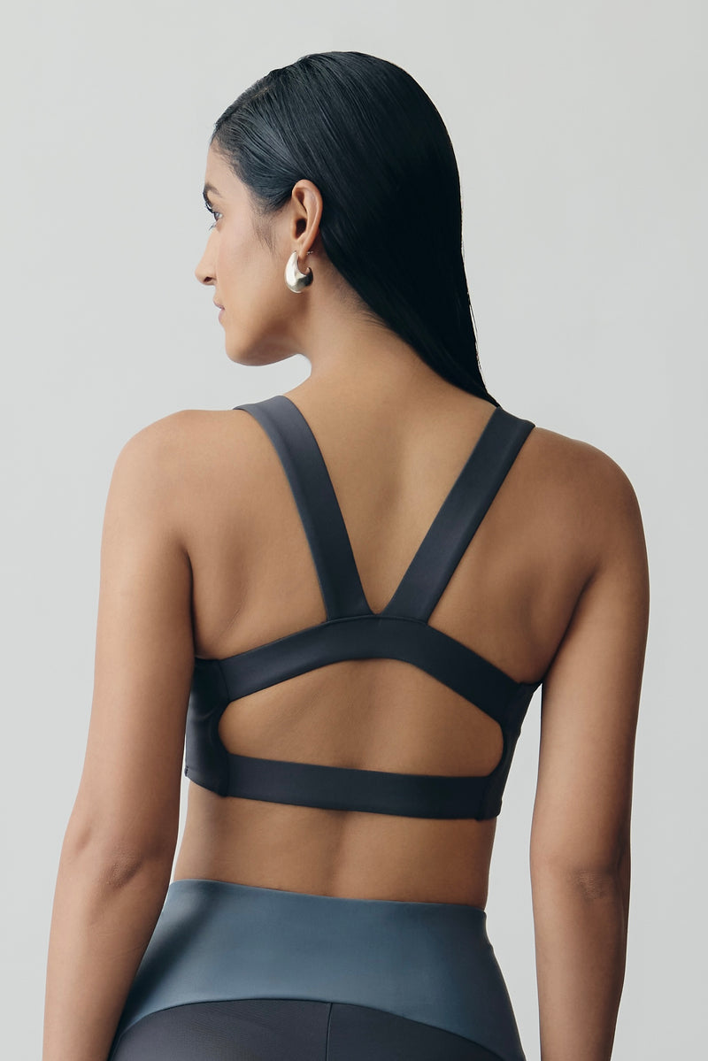 Slate Bandeau Sport Bra