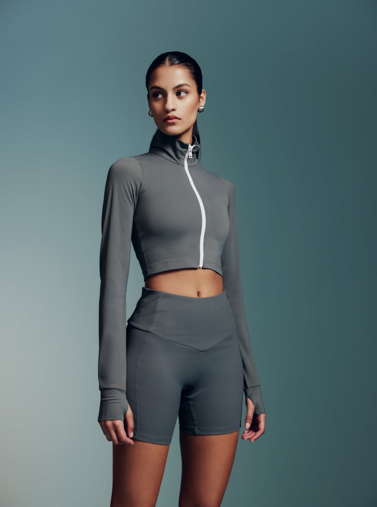 TechnicalRib Corseted Shorts in Sage