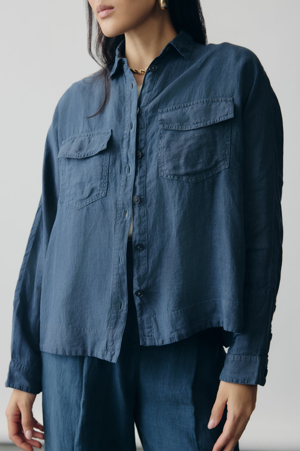 Deep Sea Axis Linen Shacket