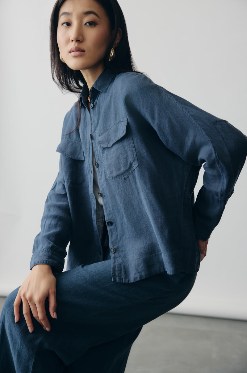 Deep Sea Axis Linen Shacket