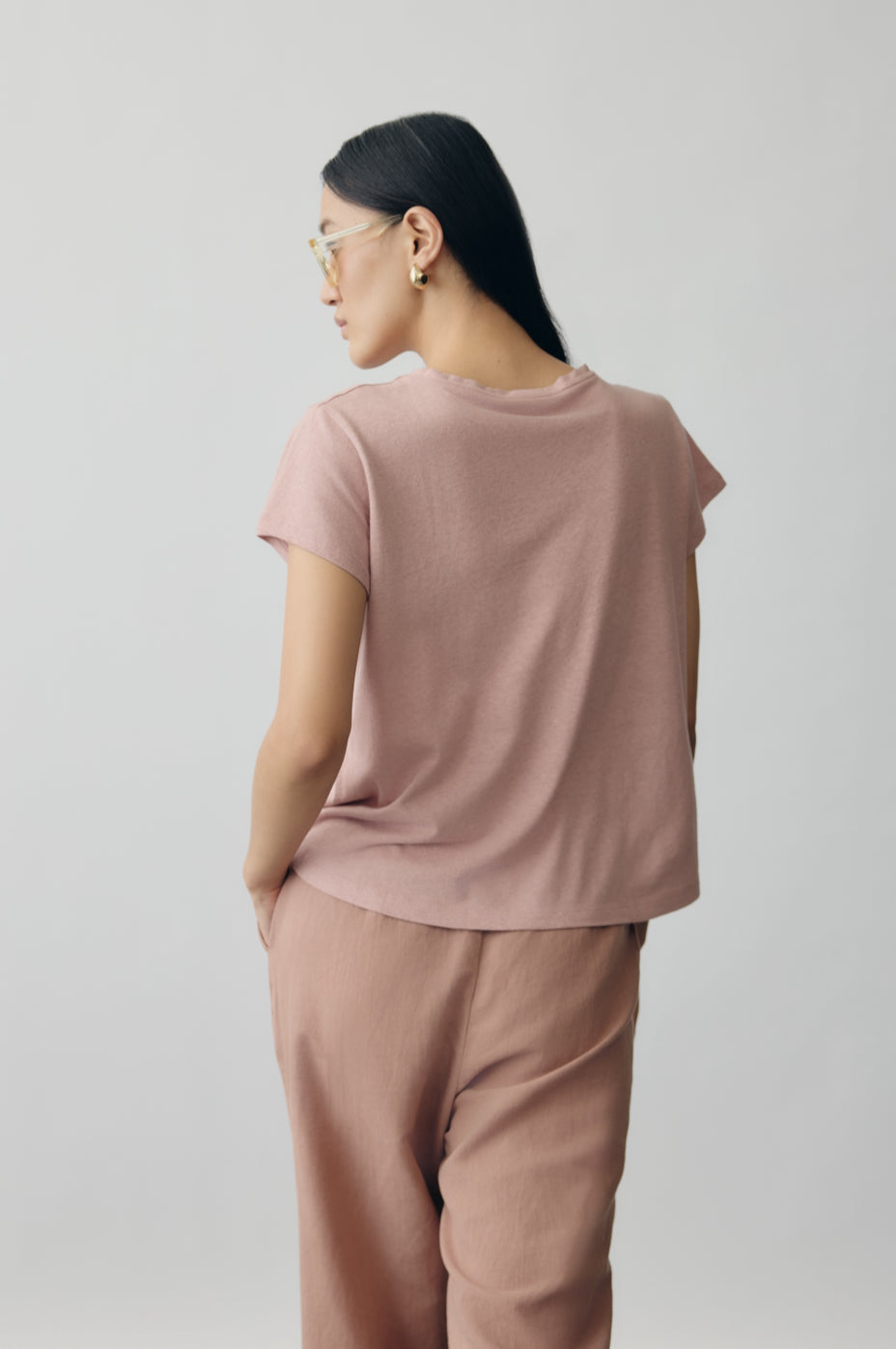 Linen Jersey Tee in Light Pink