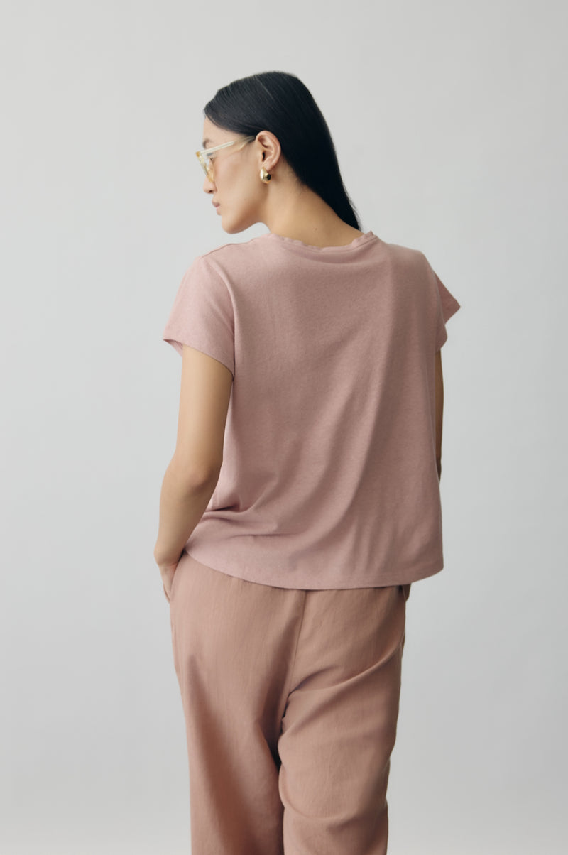 Linen Jersey Tee in Light Pink