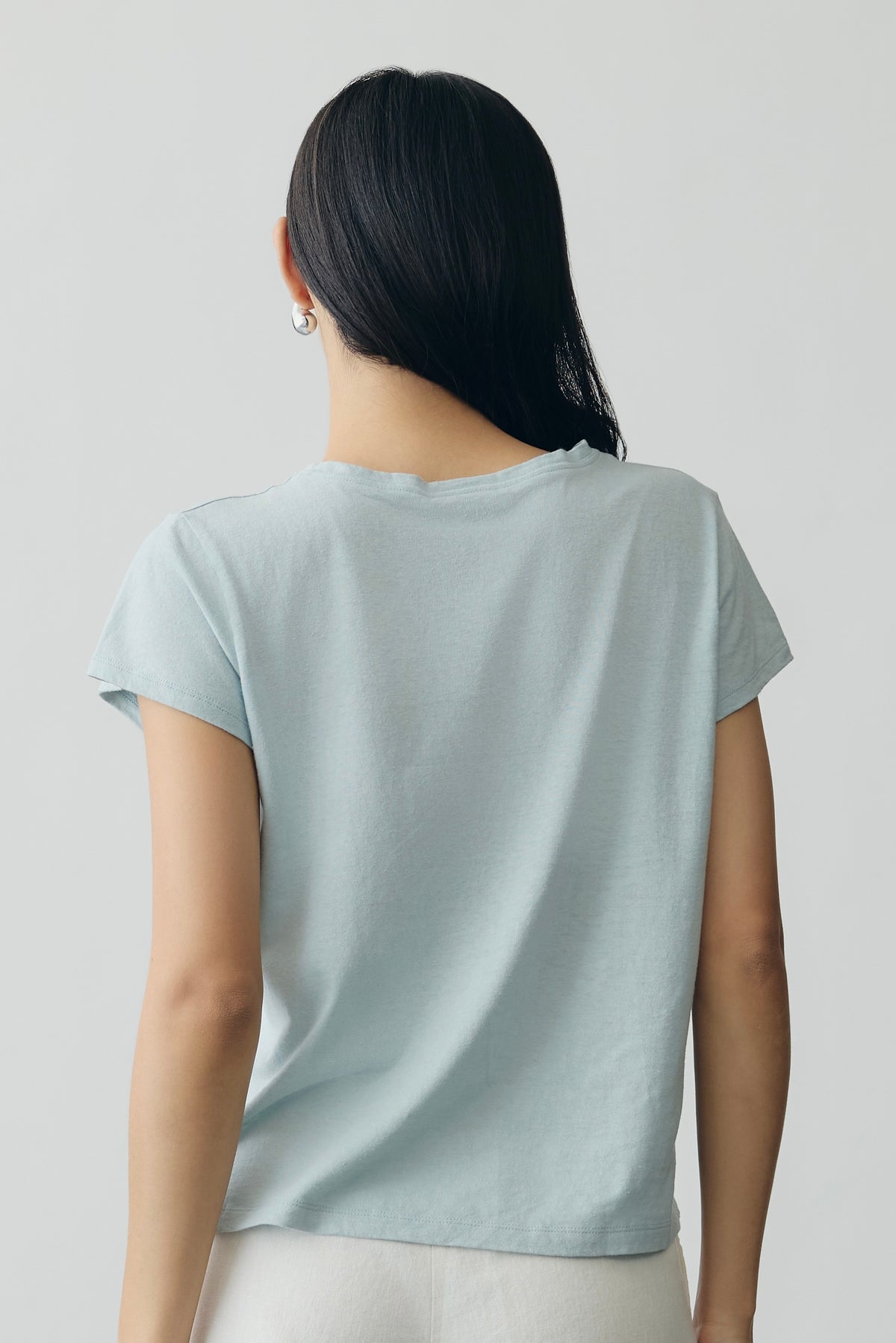 Linen Jersey Tee in Light Blue