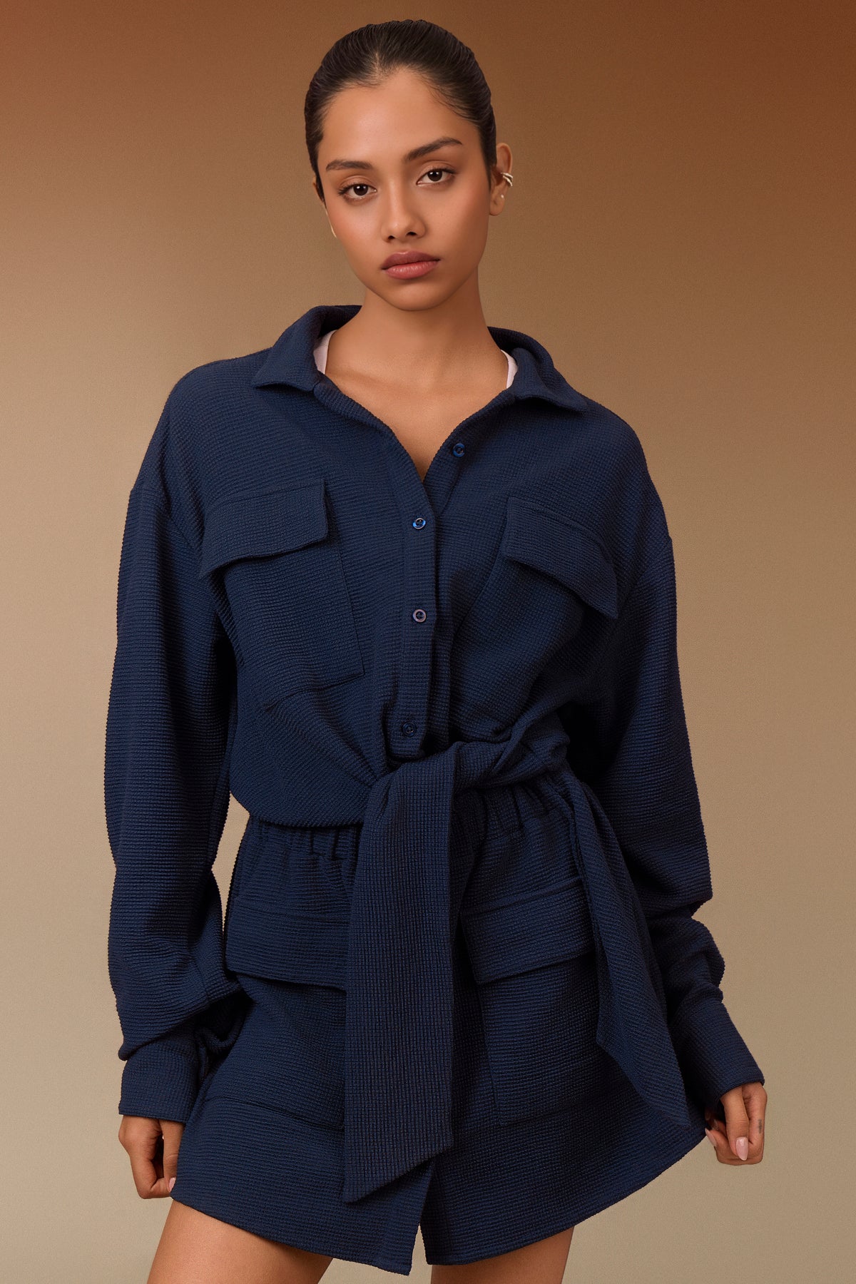 Waffle Tie Up Dress