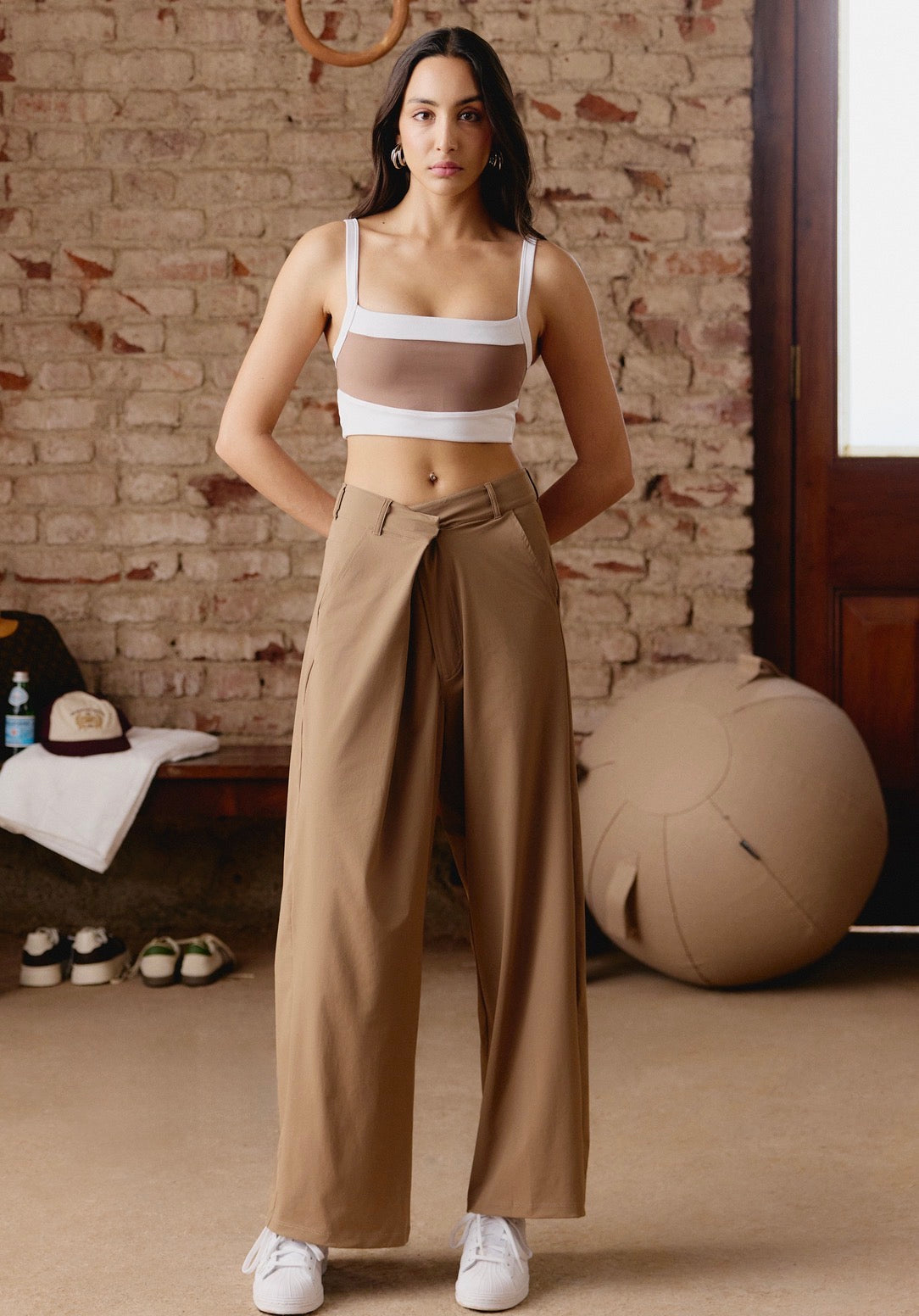 Caramel Crossover TailoredStretch Trousers