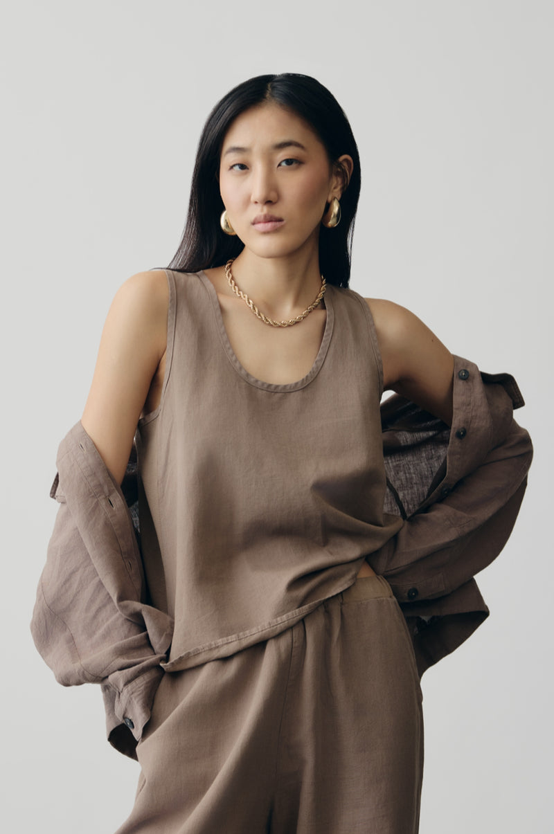 Latte Linen Tank