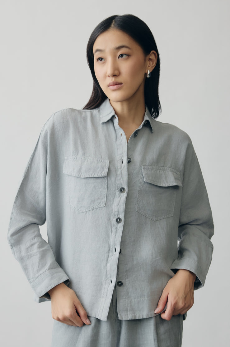 Axis Linen Shacket in Drift