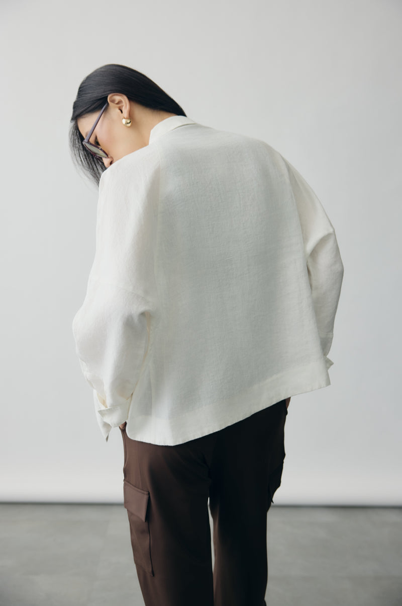 Axis Linen Shacket in Blanc